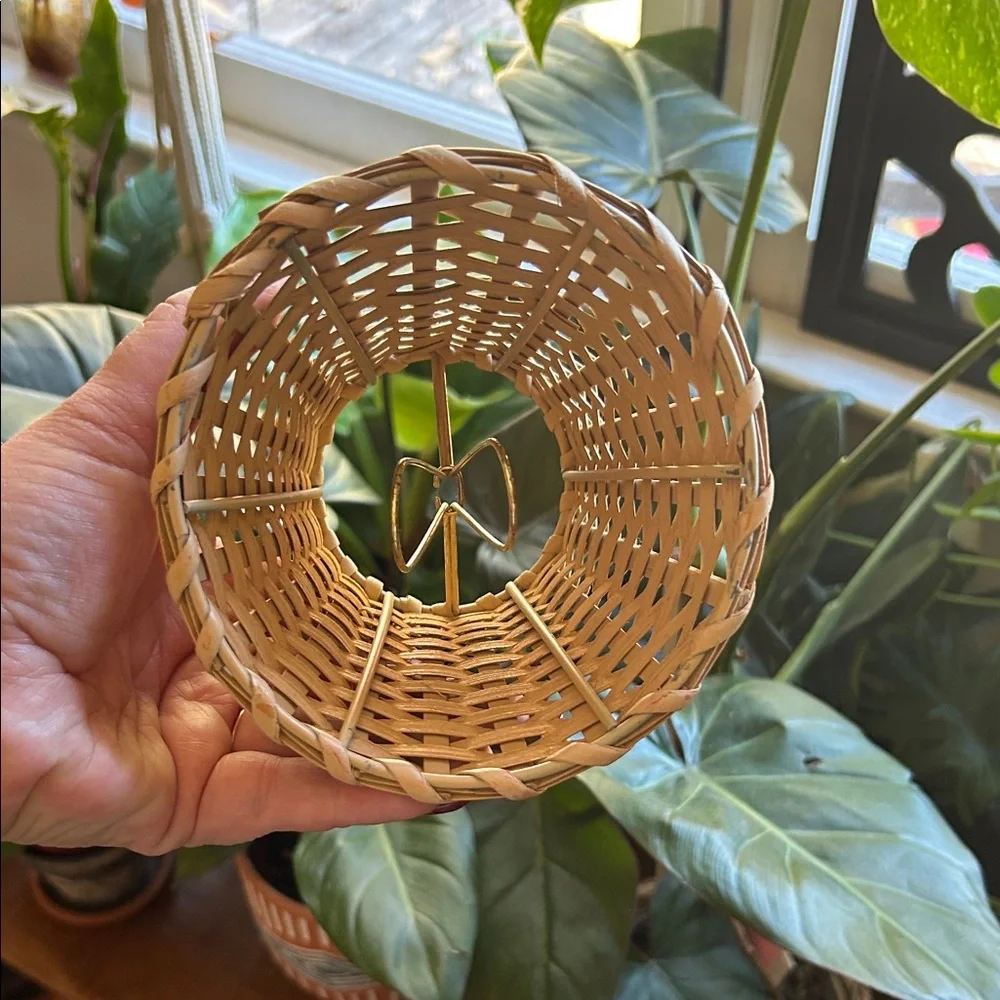 Pottery Barn Woven Basket Shade - Natural Tan